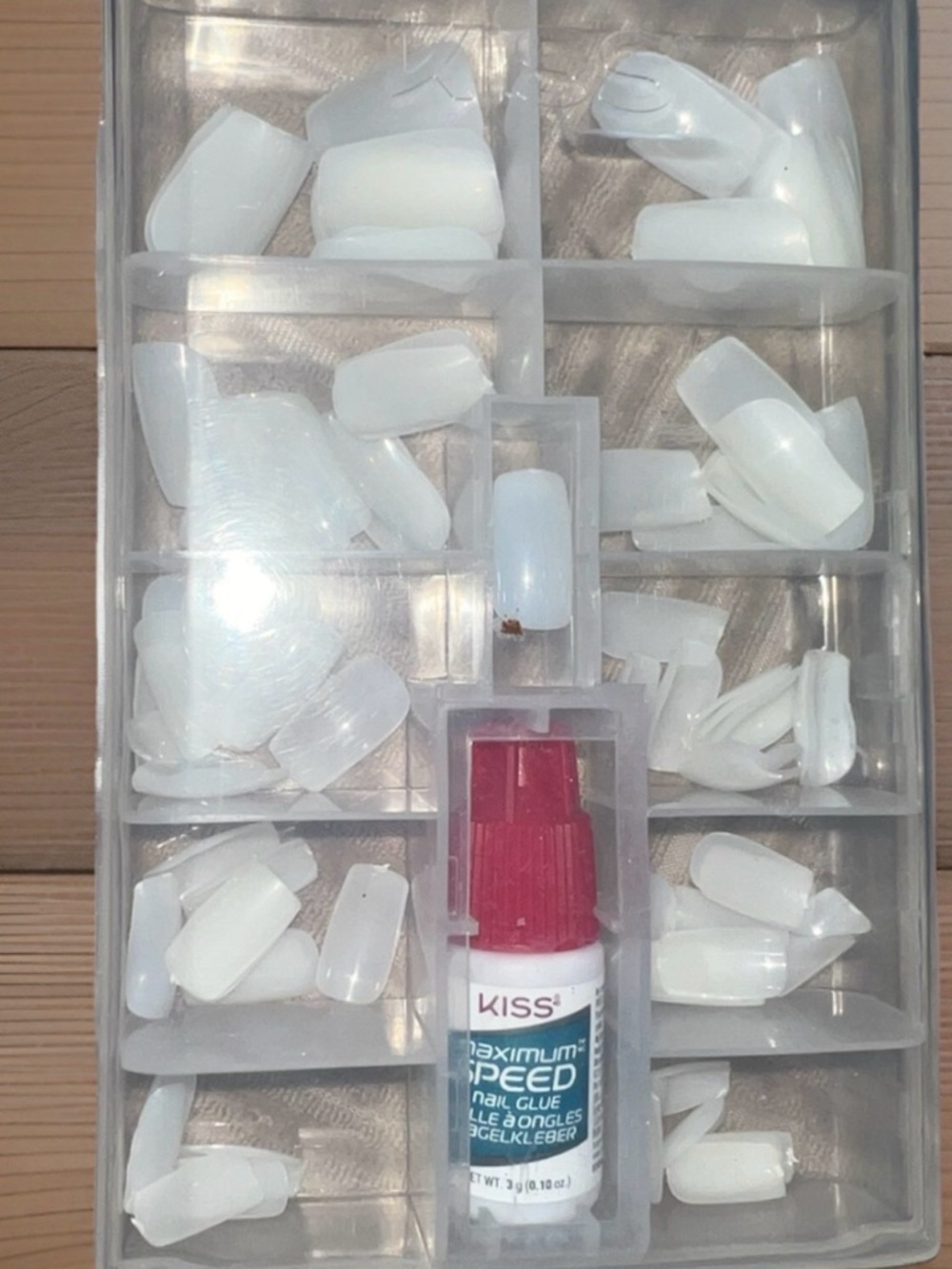 Kiss White False Nail Tips Kit with Red-Capped Glue Organizer #250